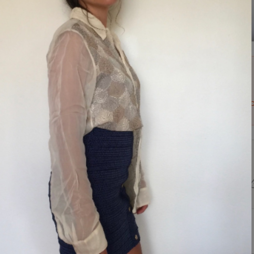 Burning Torch Cream Button Down Blouse. - image 2